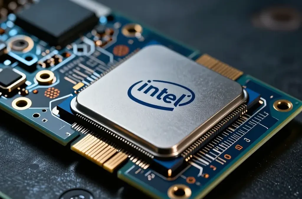 Intel Gaudi AI-Beschleuniger-Chip, Nahaufnahme einer Server-GPU-Karte mit Intel-Branding
