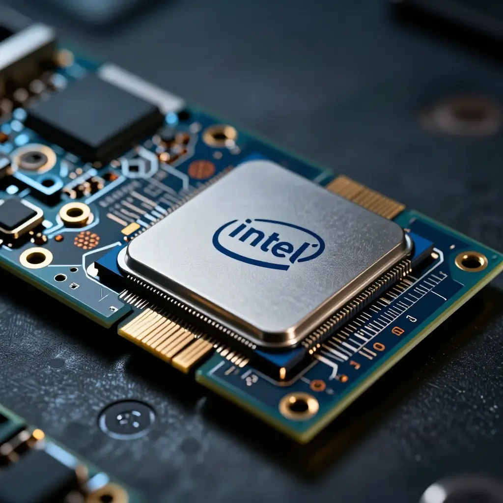 Intel Gaudi AI-Beschleuniger-Chip, Nahaufnahme einer Server-GPU-Karte mit Intel-Branding