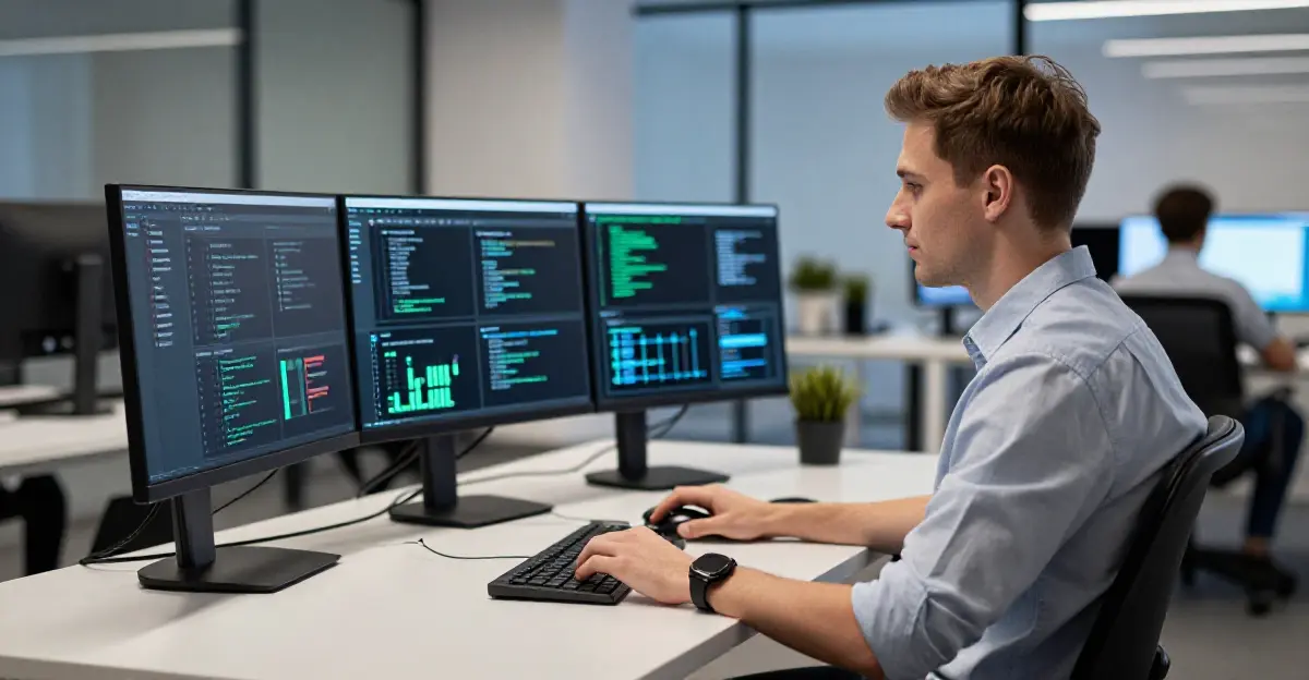 Datenschutz-Dashboard mit PII-Erkennung auf modernem Monitor – KI-generiertes Bild